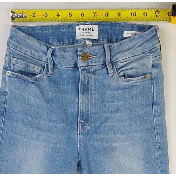 Frame Size 27X27 Womens Le Crop Mini Boot Blue Denim 5 Pocket Jeans USA Made - Picture 4 of 13
